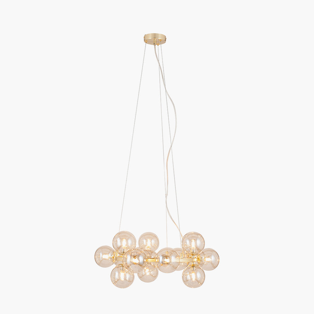 Vecchio Lustre Glass Ball and Gold Metal Pendant