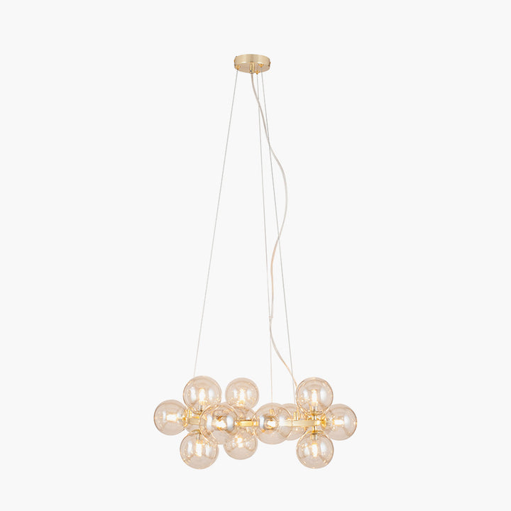 Vecchio Lustre Glass Ball and Gold Metal Pendant