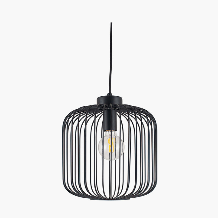 Dania Matt Black Metal Wire Pendant