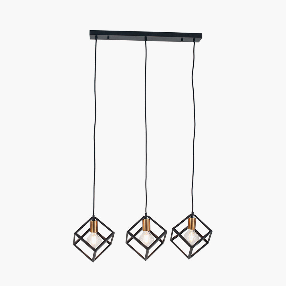 Alessio Matt Black Metal 3 Cube Pendant