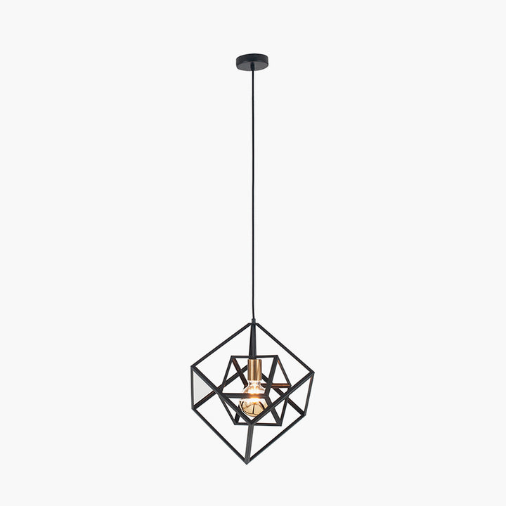 Alessio Matt Black Metal Cube Pendant