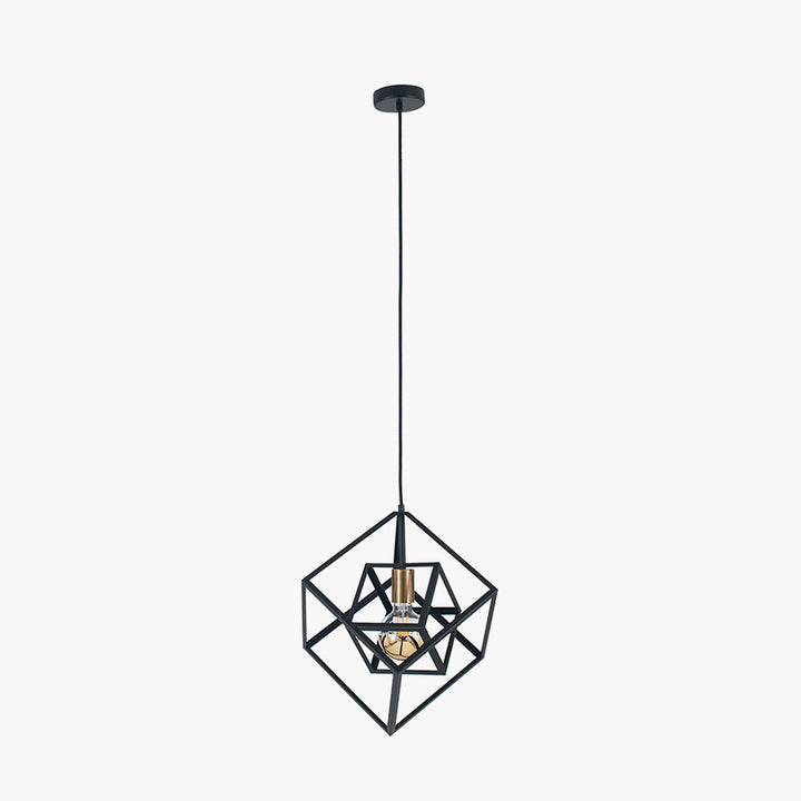 Alessio Matt Black Metal Cube Pendant