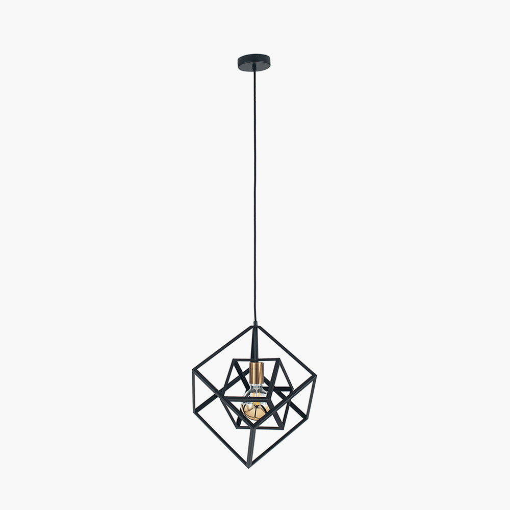 Alessio Matt Black Metal Cube Pendant