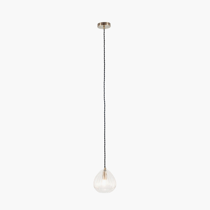 Ella Clear Ribbed Glass Teardrop Pendant