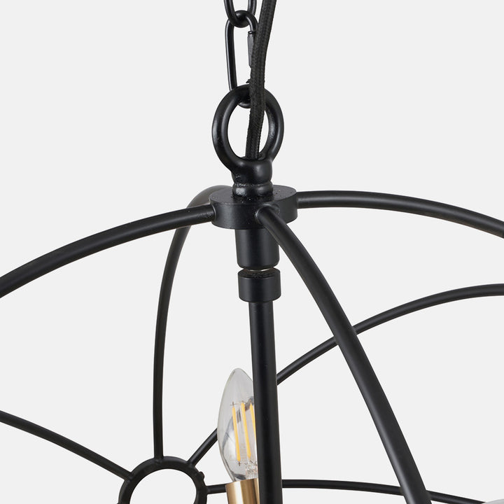 Luna Matt Black and Brushed Gold Metal Sputnik Pendant