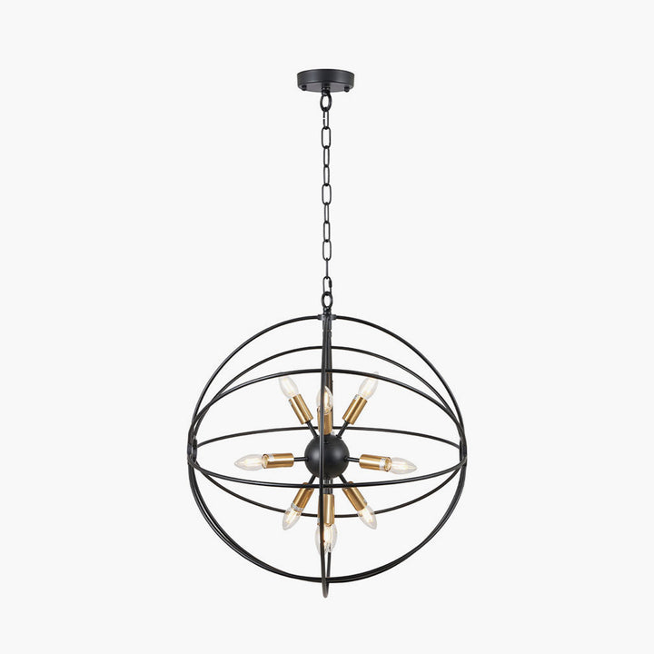 Luna Matt Black and Brushed Gold Metal Sputnik Pendant