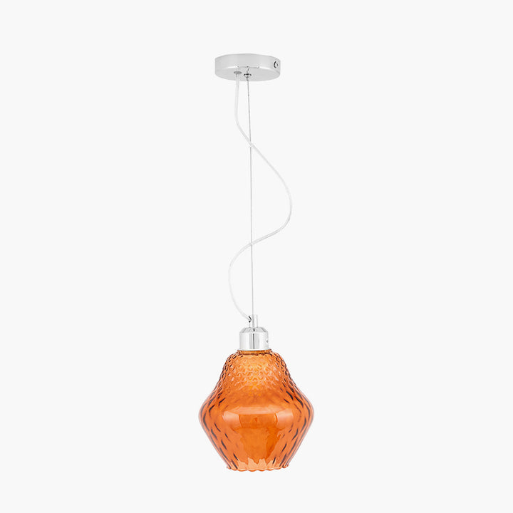 Lisbon Orange Optic Diamond Glass Pendant