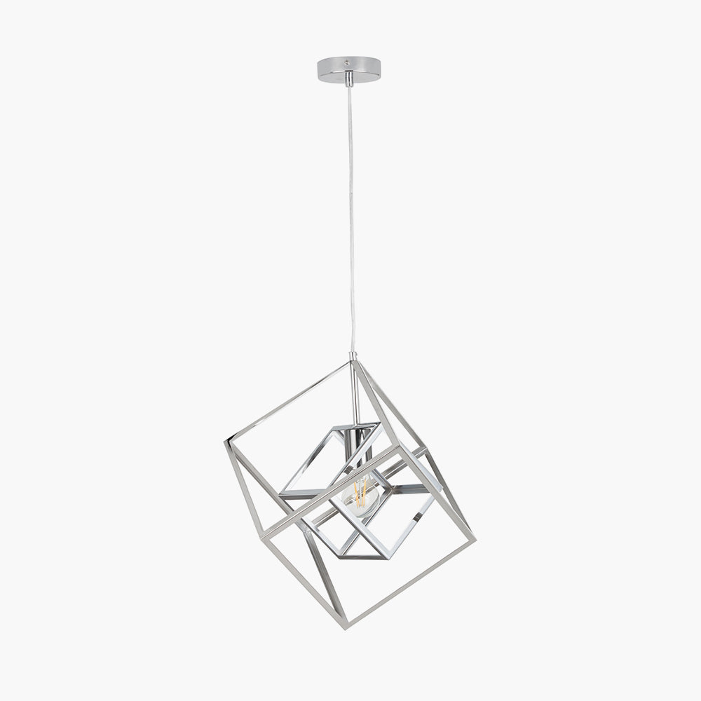 Alessio Shiny Nickel Metal Cube Pendant