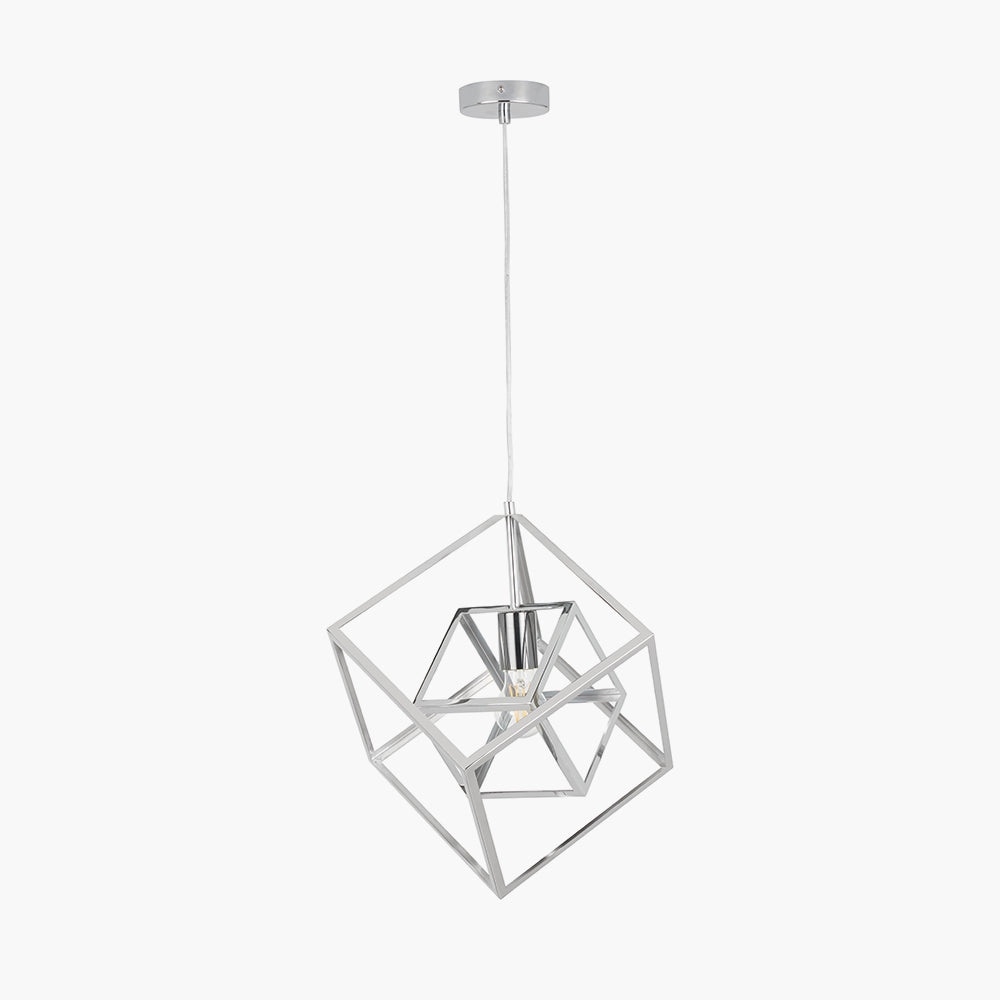 Alessio Shiny Nickel Metal Cube Pendant