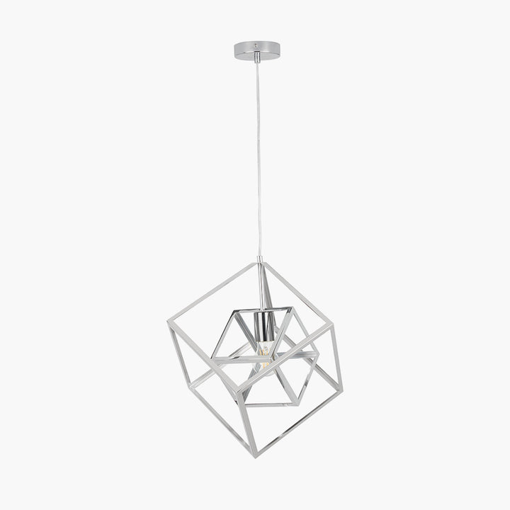 Alessio Shiny Nickel Metal Cube Pendant