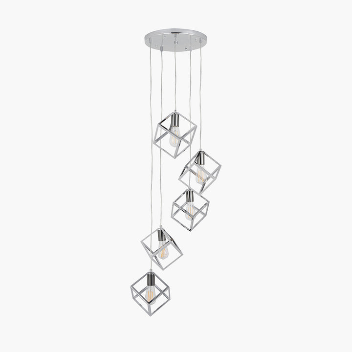 Alessio Shiny Nickel Metal 5 Cube Pendant