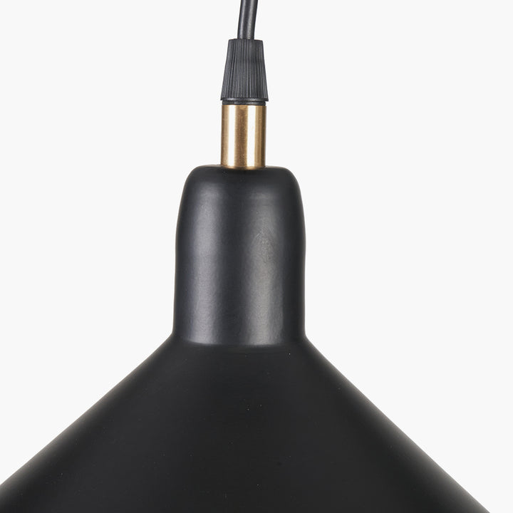 Canton Matt Black and Brass Metal Cone Pendant