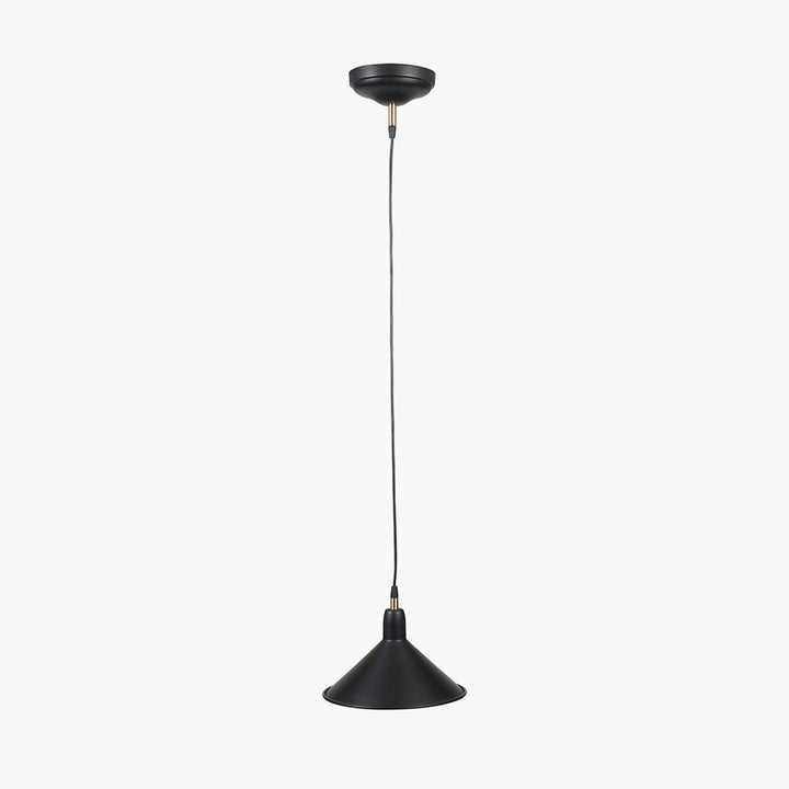 Canton Matt Black and Brass Metal Cone Pendant