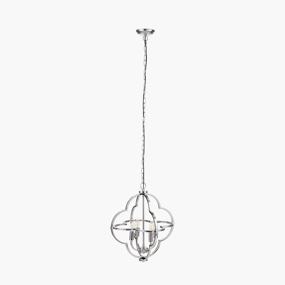 Amine Nickel Metal 4 Light Fleur De Lys Pendant