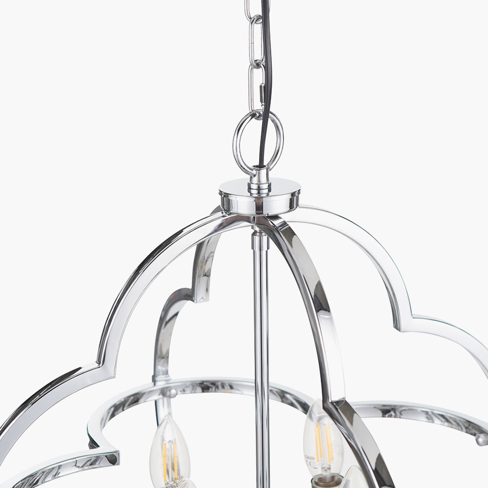 Amine Nickel Metal 4 Light Fleur De Lys Pendant