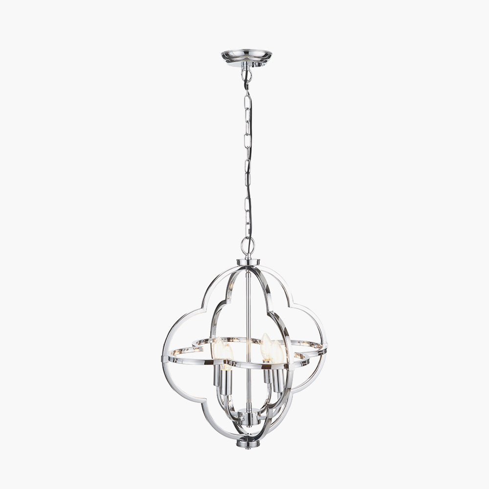 Amine Nickel Metal 4 Light Fleur De Lys Pendant