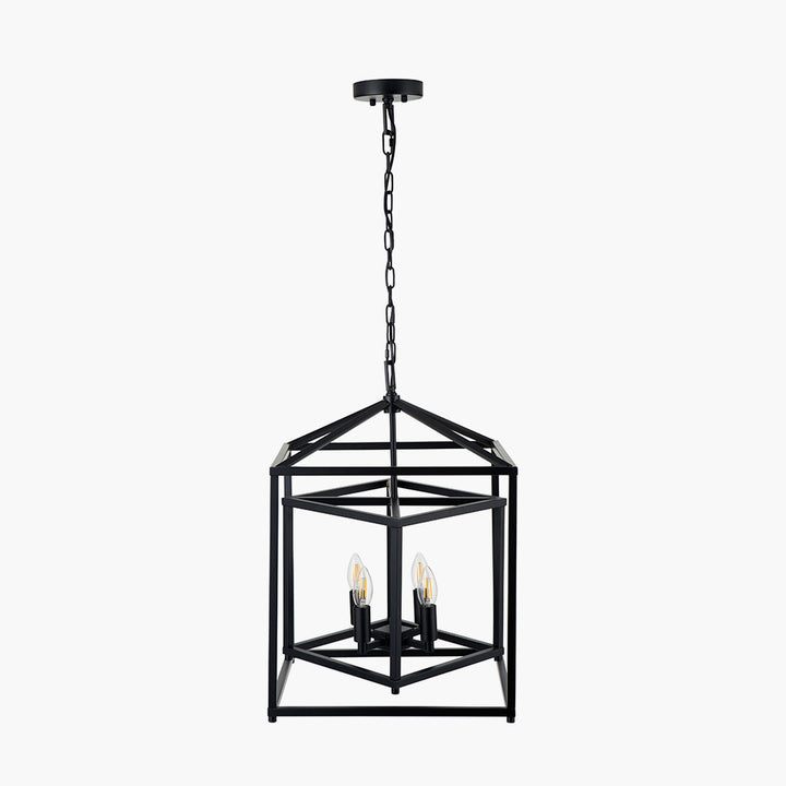 Anis Black Metal 4 Light Cube Pendant