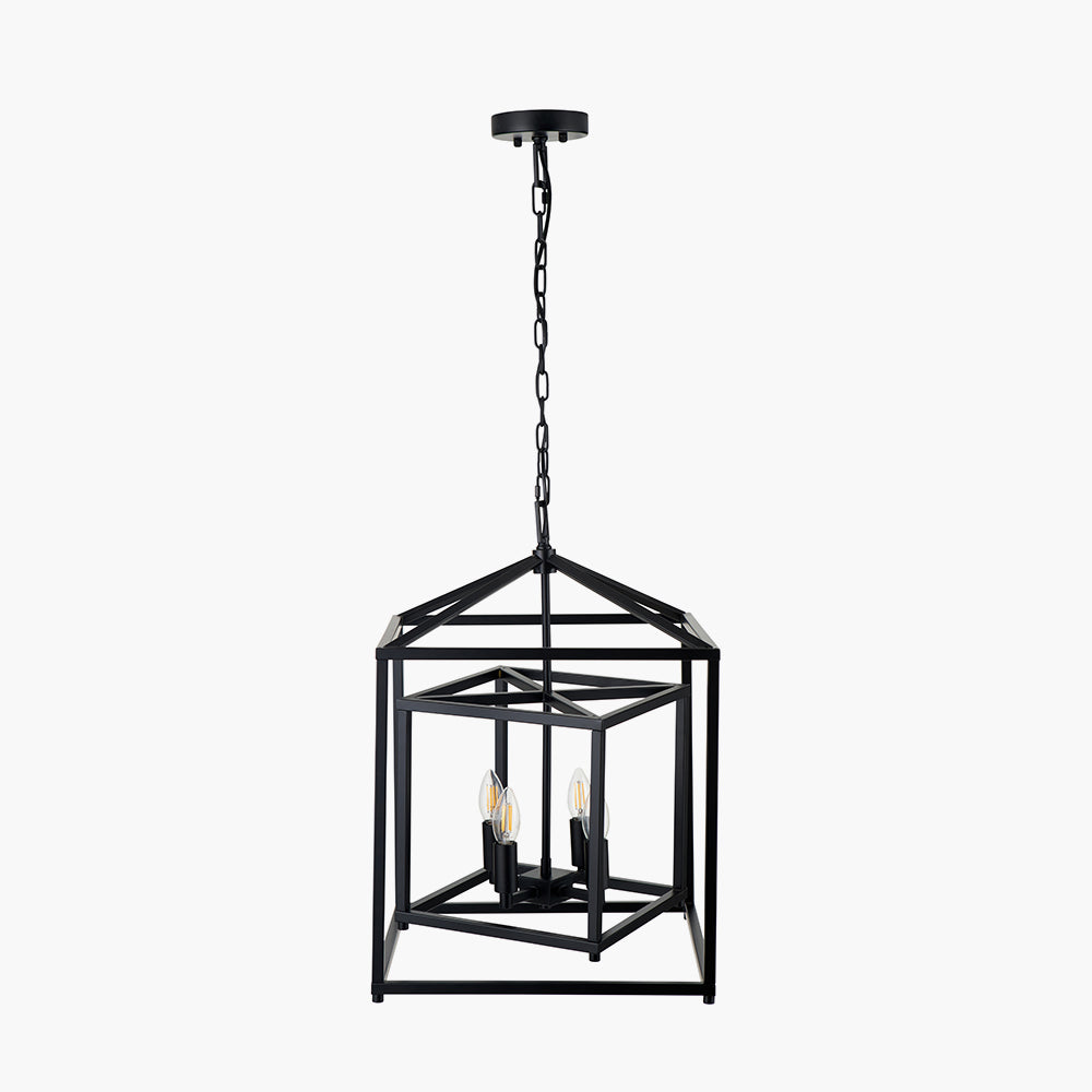 Anis Black Metal 4 Light Cube Pendant