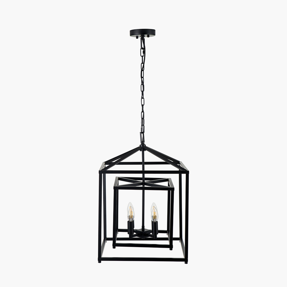 Anis Black Metal 4 Light Cube Pendant