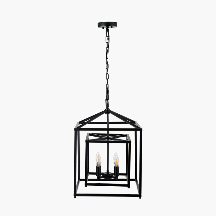 Anis Black Metal 4 Light Cube Pendant