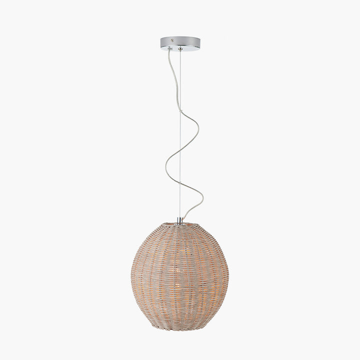 Raffles Large Rattan Cream Wash Pendant