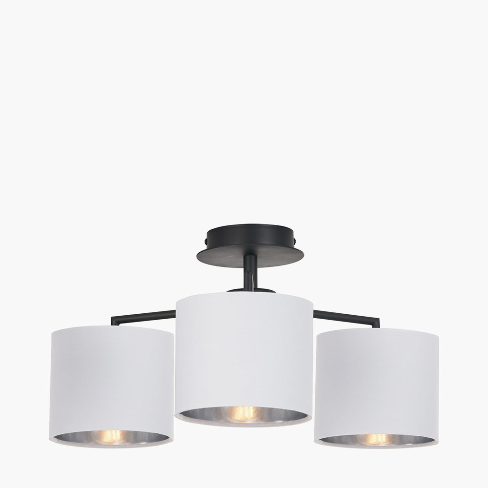 Elin Matt Black and Ivory 3 Light Pendant