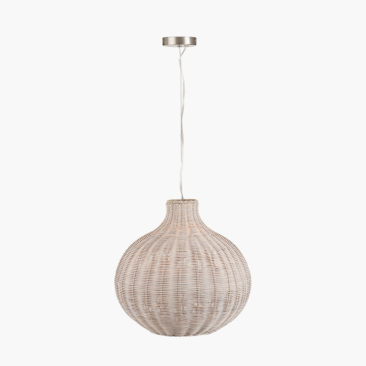 Allona Grey Wash Rattan Pendant