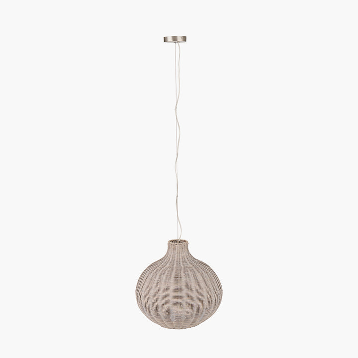 Allona Grey Wash Rattan Pendant