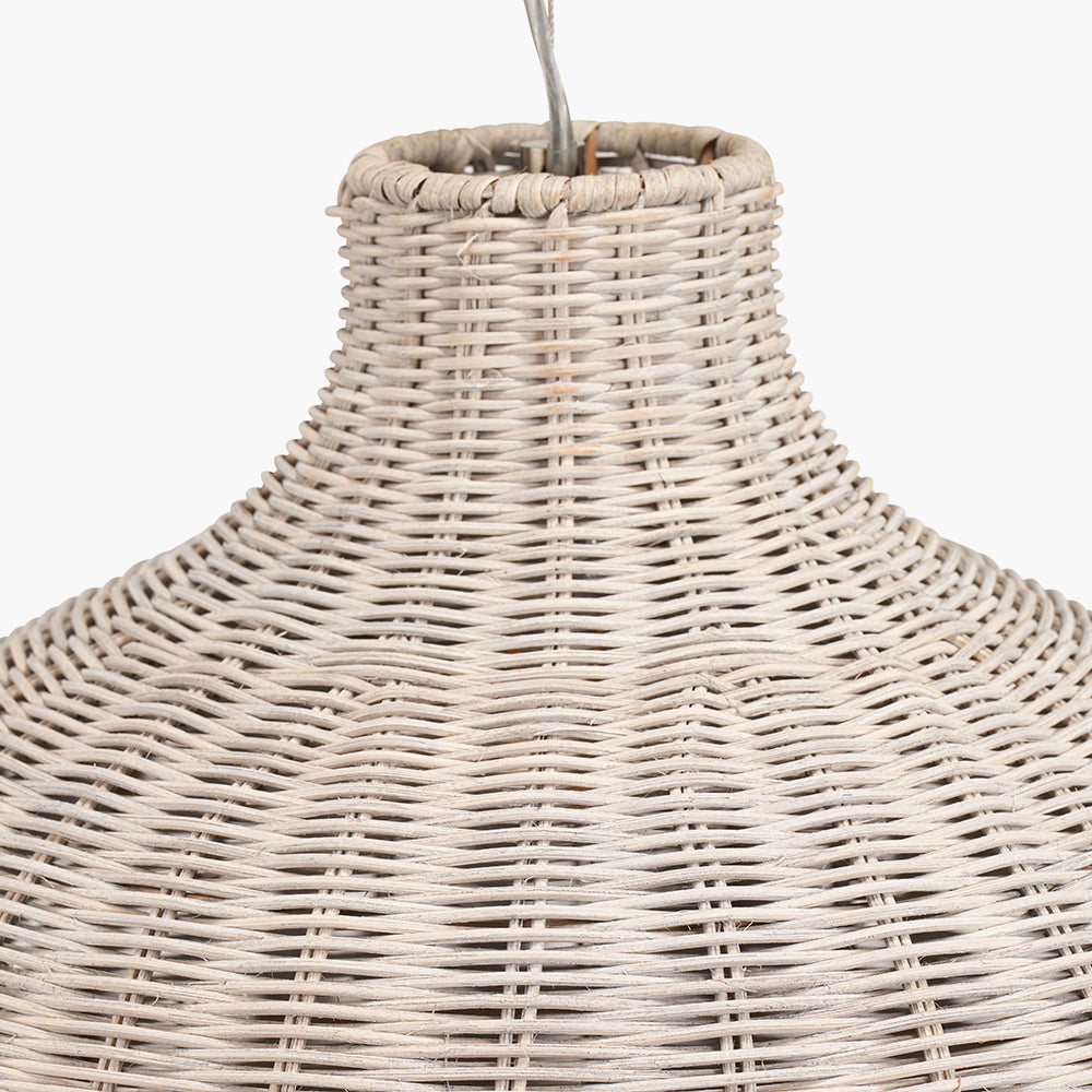 Allona Grey Wash Rattan Pendant