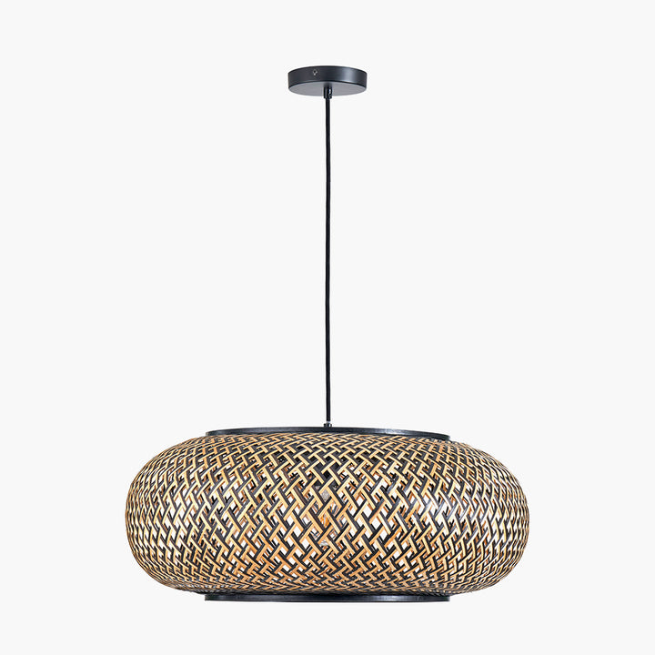 Evianna Black and Natural Rattan Large Pendant