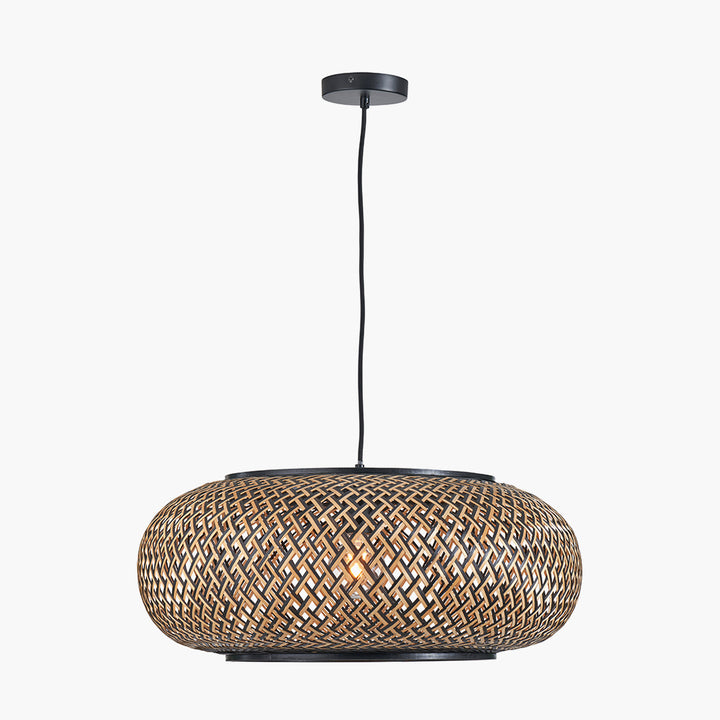 Evianna Black and Natural Rattan Large Pendant