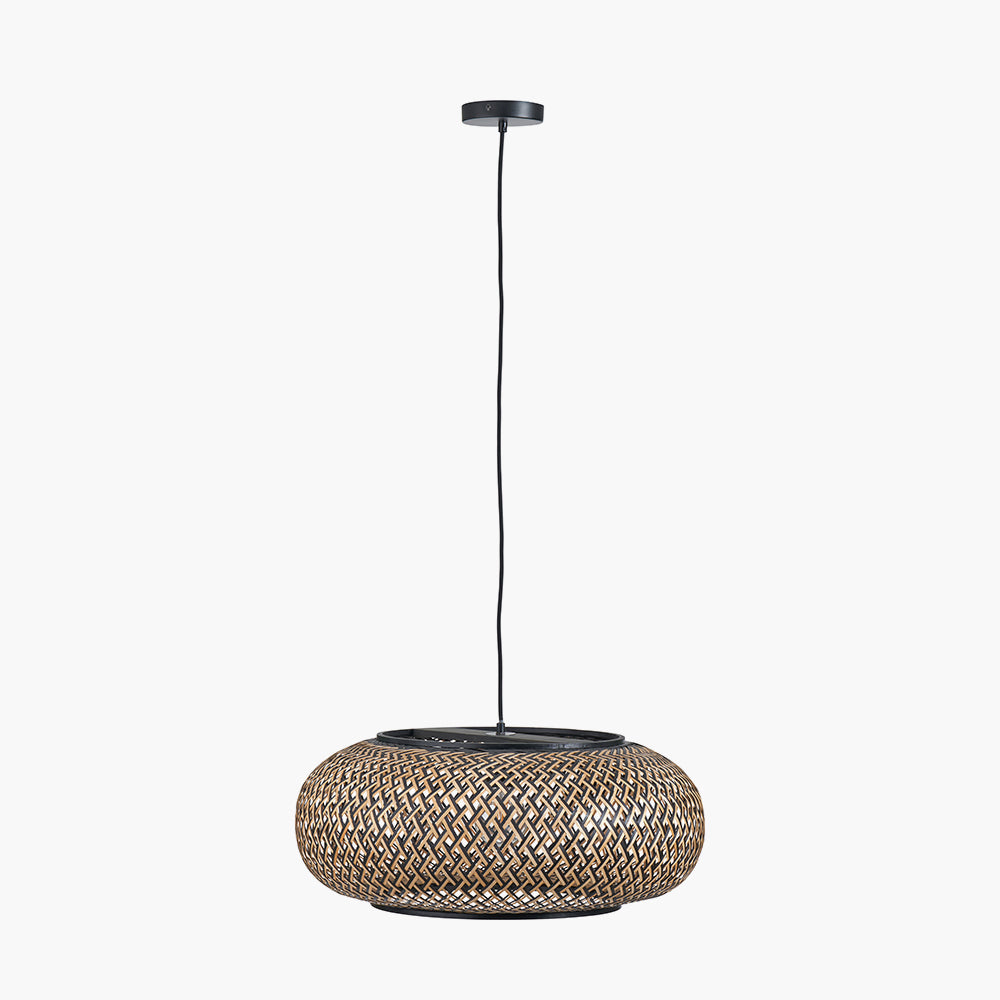 Evianna Black and Natural Rattan Large Pendant