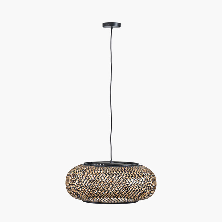 Evianna Black and Natural Rattan Large Pendant