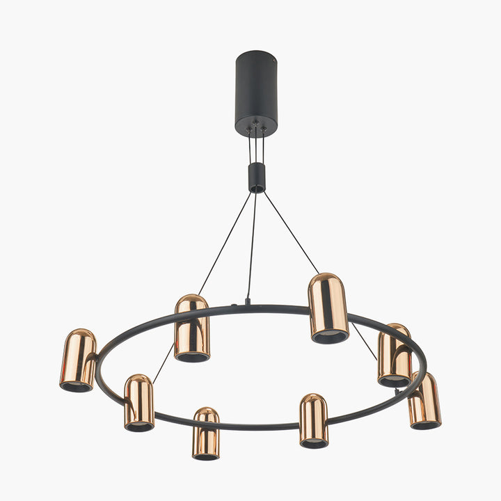 Xena Black and Rose Gold Metal 8 Light LED Pendant