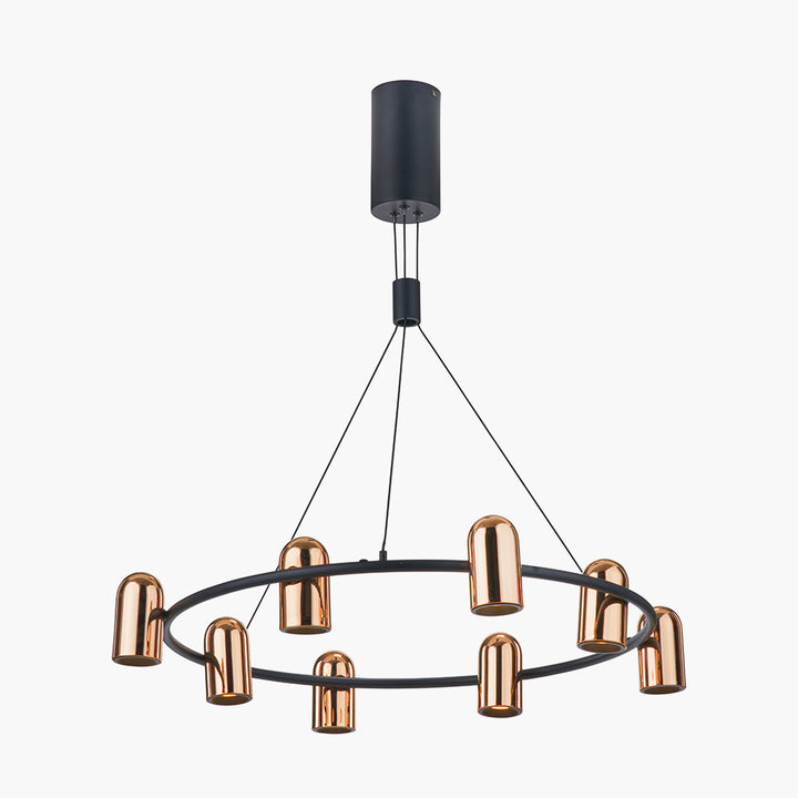 Xena Black and Rose Gold Metal 8 Light LED Pendant