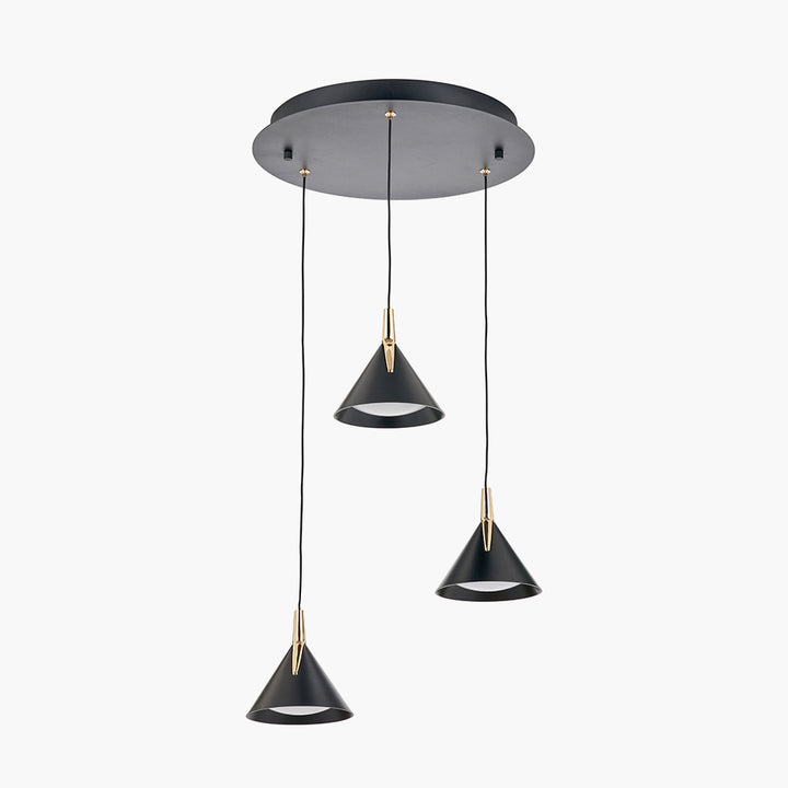 Astarion Matt Black and Gold Multi Drop LED Pendant