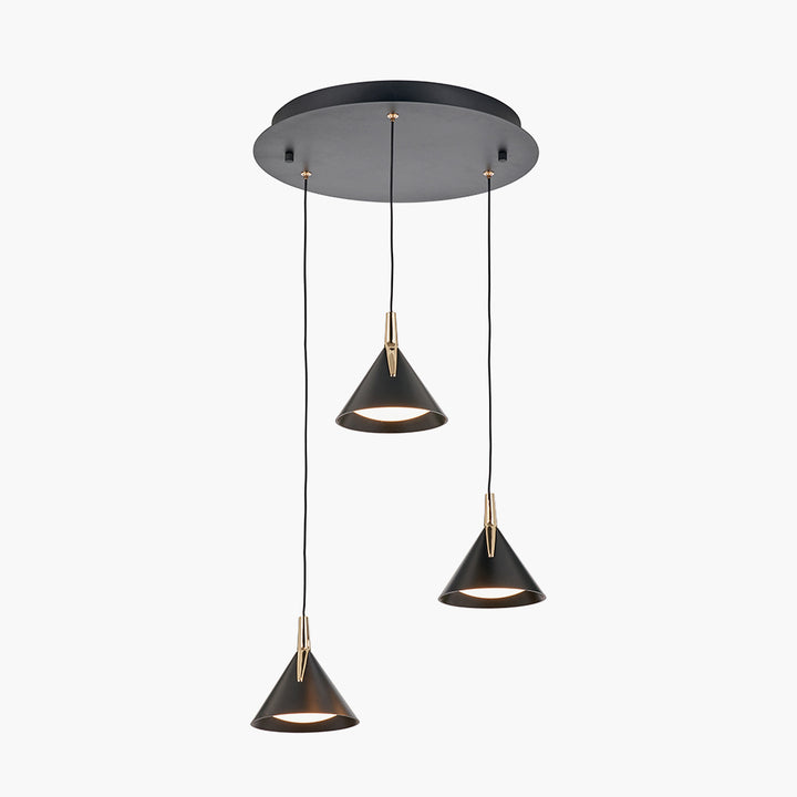 Astarion Matt Black and Gold Multi Drop LED Pendant