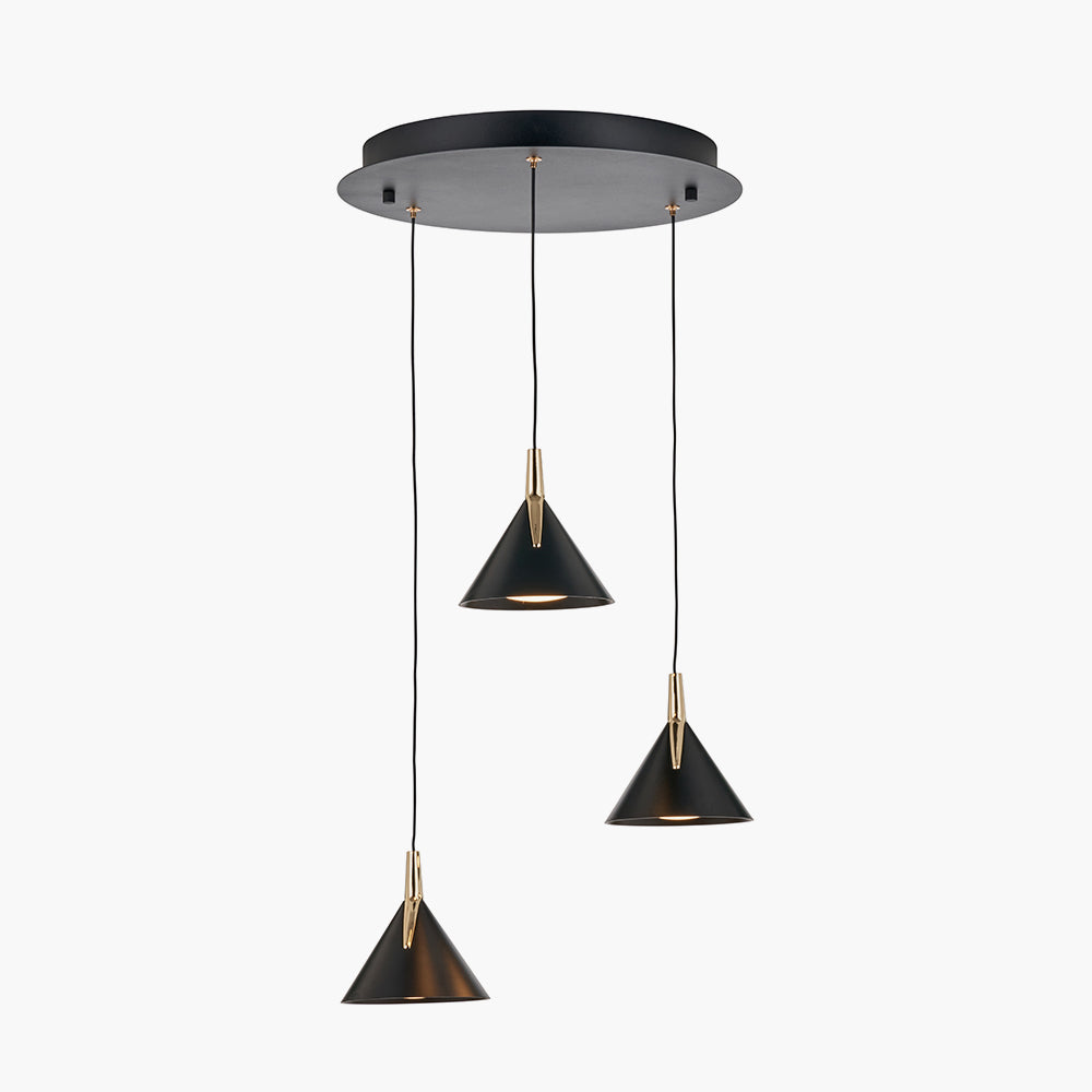 Astarion Matt Black and Gold Multi Drop LED Pendant