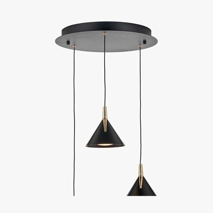 Astarion Matt Black and Gold Multi Drop LED Pendant