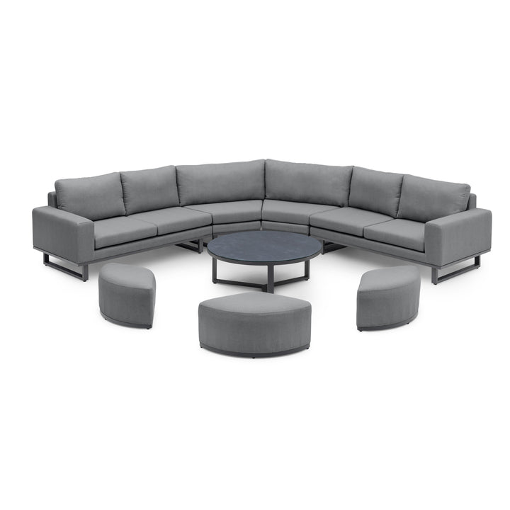 Maze -  Outdoor Fabric Ethos Grande Corner Sofa Set with Round Coffee Table & 3 Footstools