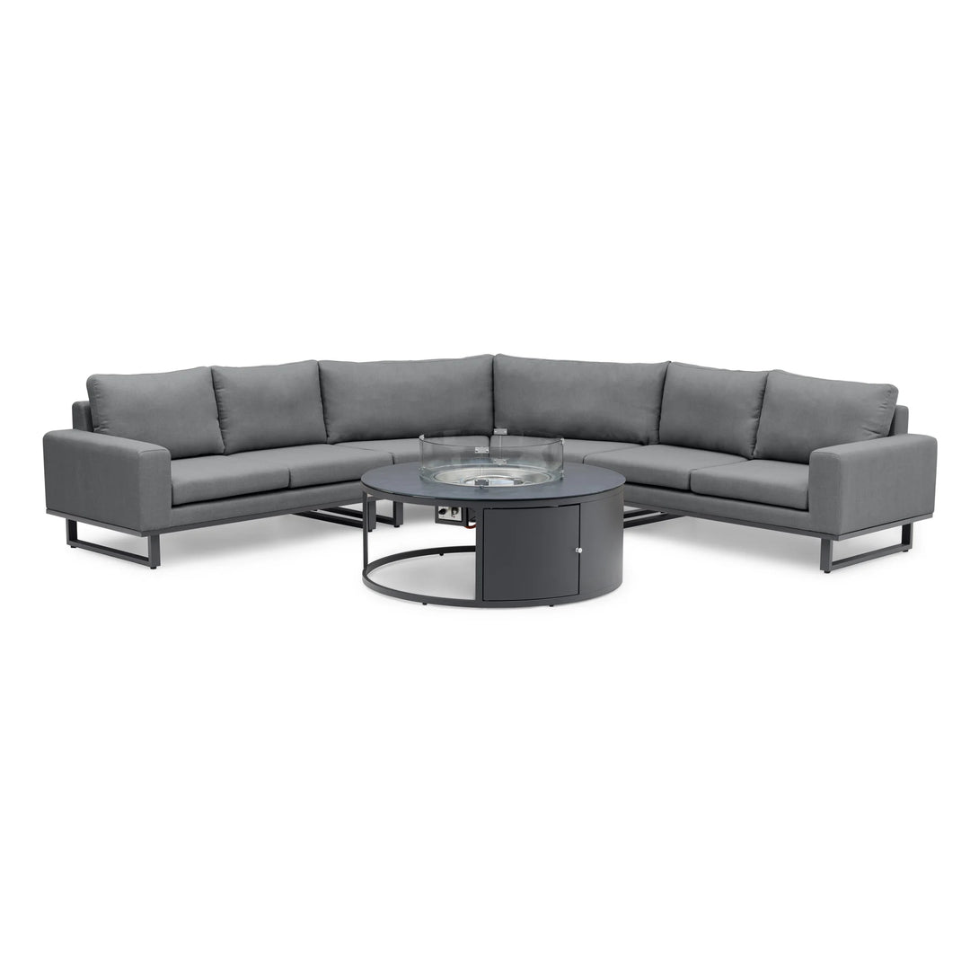 Maze -  Outdoor Fabric Ethos Grande Corner Sofa Set with Round Fire Pit Table