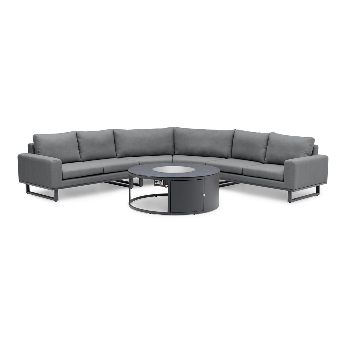 Maze -  Outdoor Fabric Ethos Grande Corner Sofa Set with Round Fire Pit Table