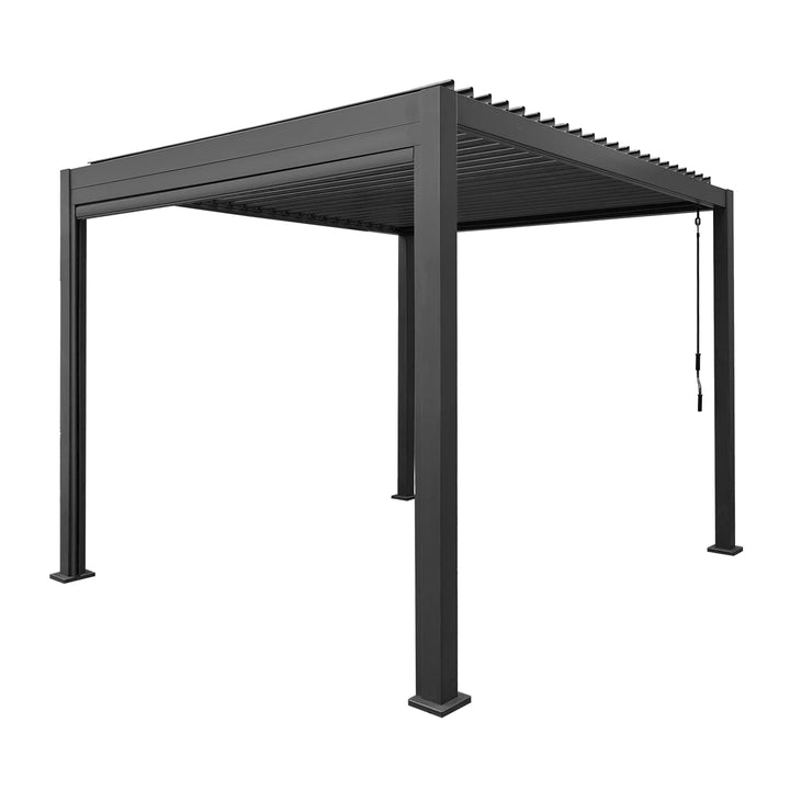 Maze -  Jupiter 3m x 3m Aluminium Pergola Frame & Manual Operated Galvinised Steel Roof Louvres