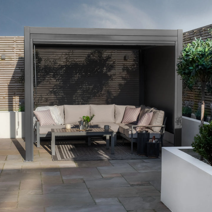 Maze -  Jupiter 3m x 3m Aluminium Pergola Frame & Manual Operated Galvinised Steel Roof Louvres