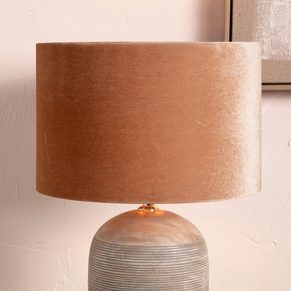 Bow 40cm Apricot Velvet Cylinder Shade