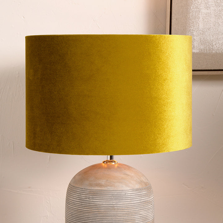 Bow 25cm Mustard Velvet Cylinder Shade