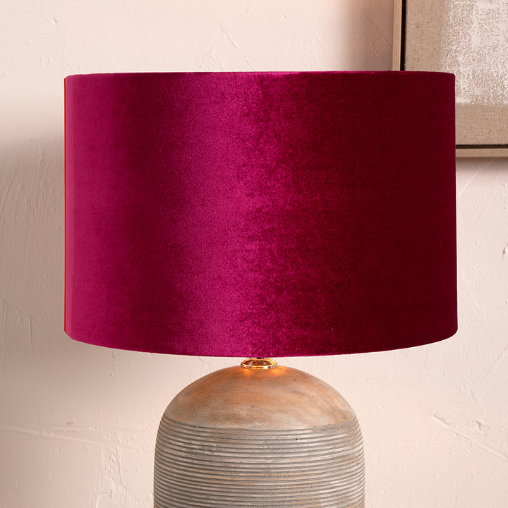 Bow 25cm Raspberry Velvet Cylinder Shade