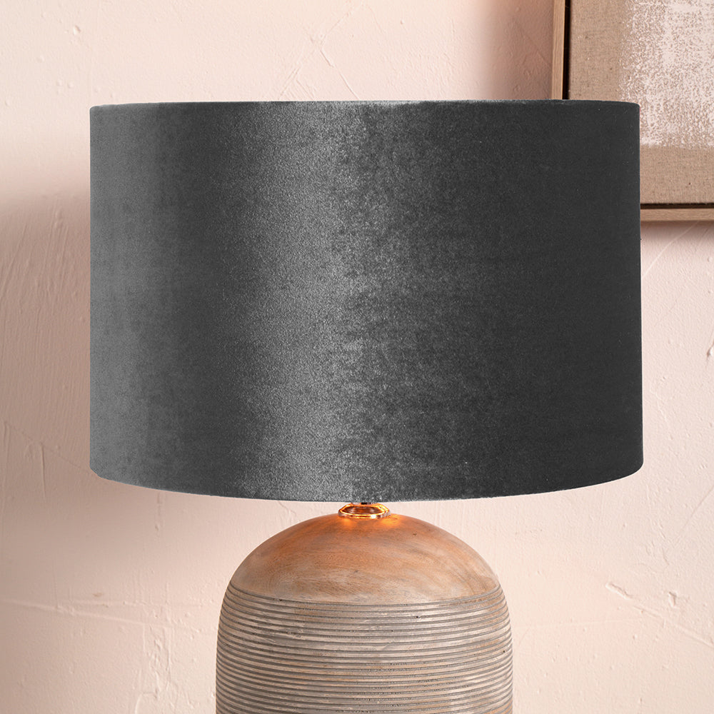 Bow 30cm Slate Velvet Cylinder Shade