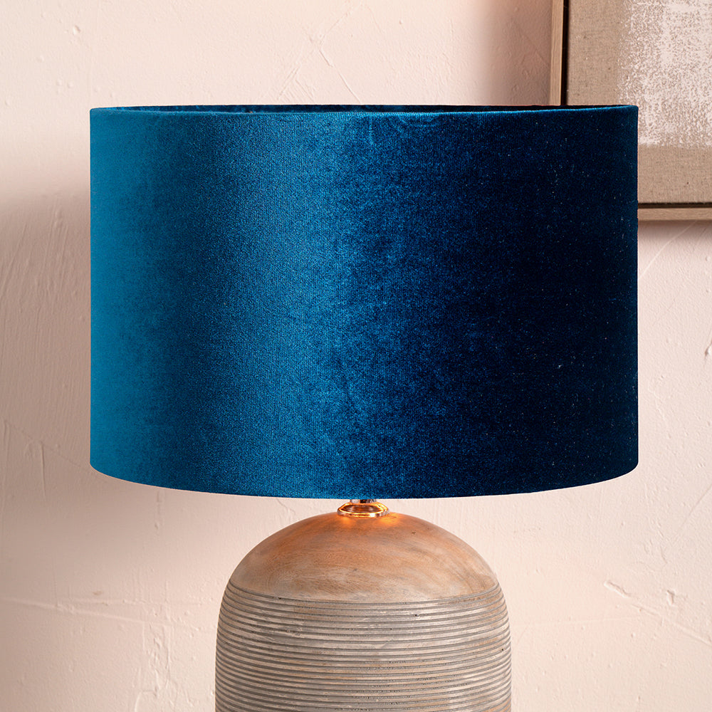 Bow 25cm Sapphire Velvet Cylinder Shade