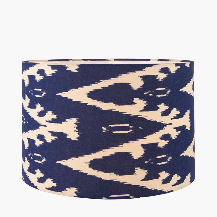 Lars 30cm Ocean Blue Ikat Patterned Cylinder Shade